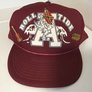 Vintage Alabama Crimson Tide Roped Truckers Snap Back Cap with unique Pins